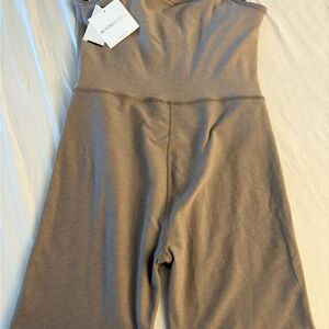 Beyond Yoga Tan Jumpsuit with Fitted Waist and Wide Legs